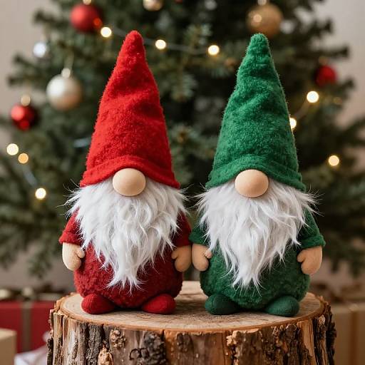 Charming Christmas Gnomes on Stump