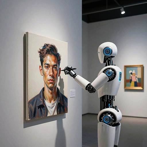 AI Robotic Artist in Modern Gallery