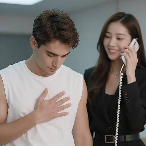 Blue-Tinted Indoor Couple Phone Portrait