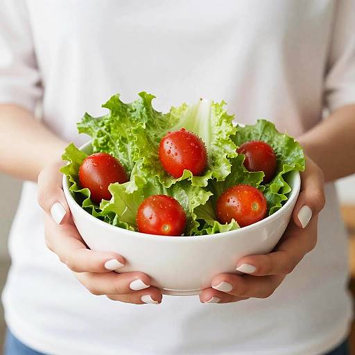 Hands Holding Fresh Salad Bowl