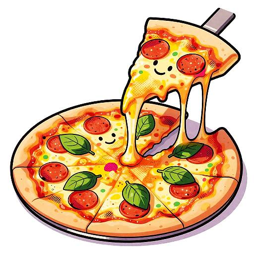 Retro Smiling Pizza Slice Celebration