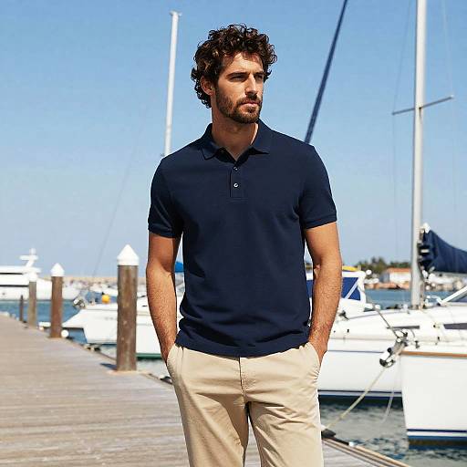 Handsome Man at Sunny Marina Dock