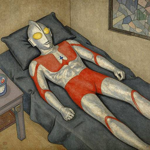 Ultraman Resting on Bed