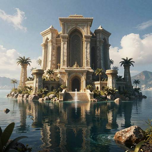 Photorealistic Ancient Island Sanctuary
