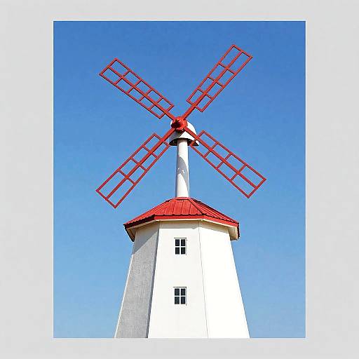 Bright Digital White Windmill Illustration