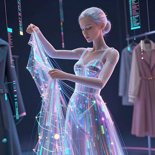 Elegant AI Unveiling Holographic Attire
