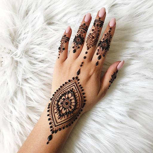 Elegant Black Henna Hand Art