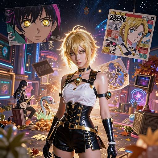 Golden Eyes in Neon Emo Outfit