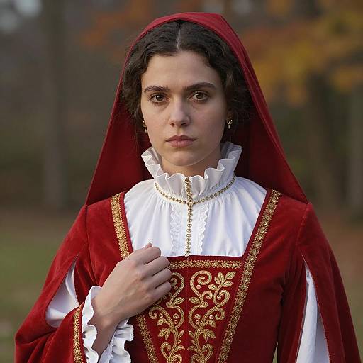 Young Woman in Red Renaissance Dress