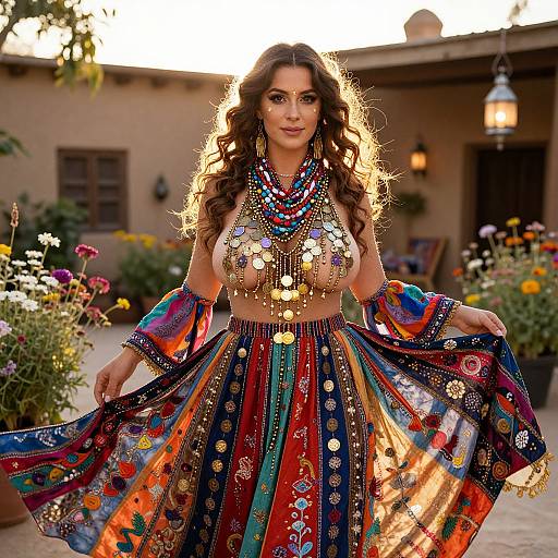 Vibrant Gypsy Dancer at Sunset