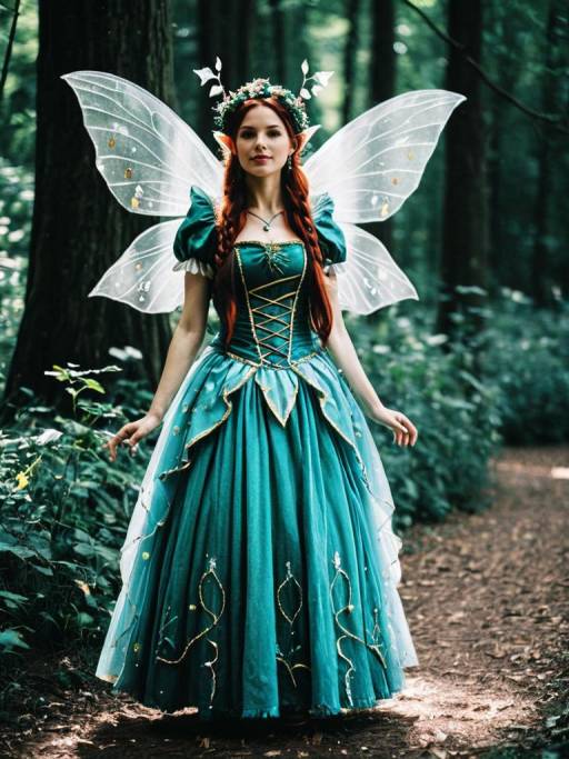 Woman in Enchanted Fairy Costume in Forest
