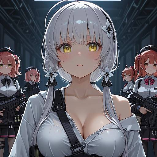 Illustration of Mp7 (girls' frontline), girls' frontline in the style of Kopaka (karda nui)