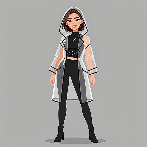 Futuristic Woman in Transparent Raincoat