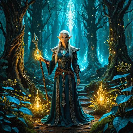 Elven Sorceress in Enchanted Forest