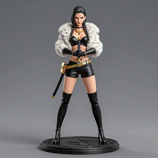 Bold Female Samurai Statue Design