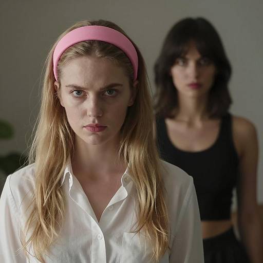 Two Women in Dimly Lit Room