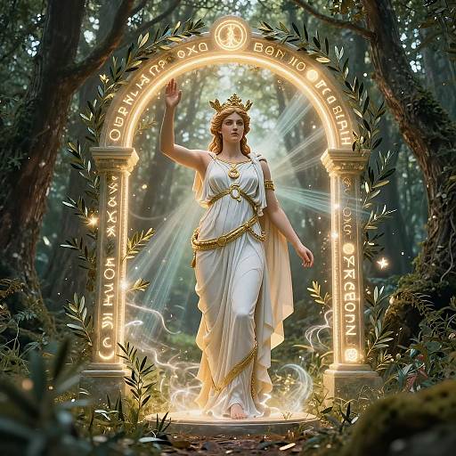 Athena Emerging in Mystical Forest