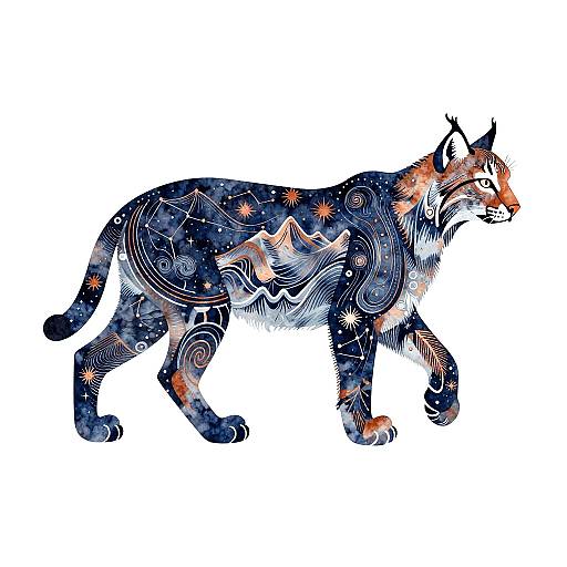 Intricate Lynx Silhouette Illustration