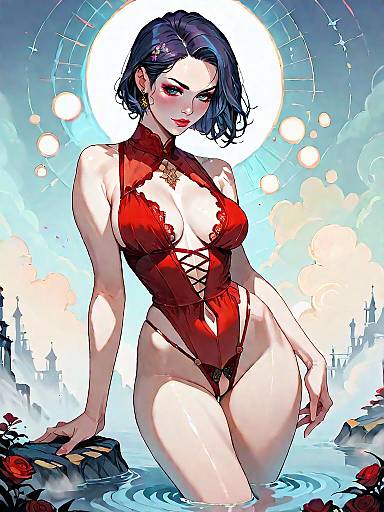 Fantasy Woman in Red Lingerie