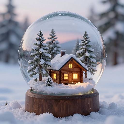 Cozy Winter Cabin Snow Globe