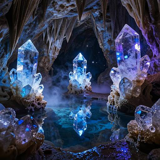 Glowing Crystal Cave with Radiant Pools