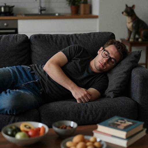 Relaxed Evening: Man on Couch Scene