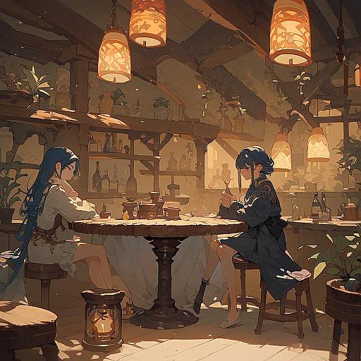 Cozy Indoor Tavern with Warm Lighting