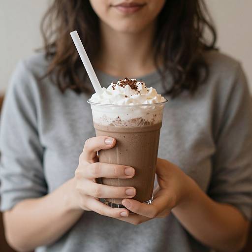 Woman Enjoying Chocolatey Drink