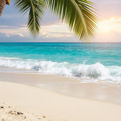 Turquoise Ocean Beach at Sunset