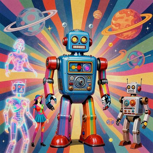 Psychedelic 70s Retro Sci-Fi Robot