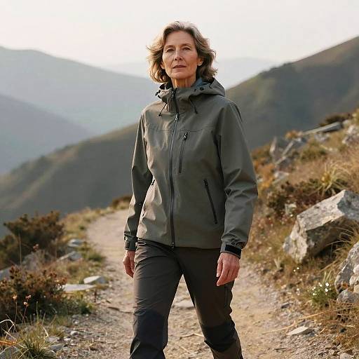 Older Woman Hiking on Mountain Trail