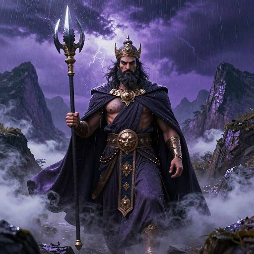 Indra God of Thunder in Violet Mountain Storm
