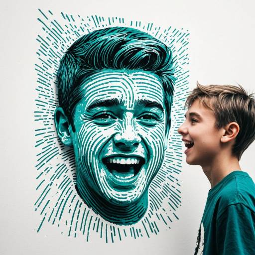 Teenage Boy and Fingerprint Face Art