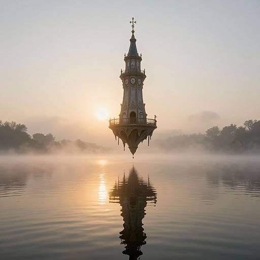 Surreal Bug's-Eye View: Floating Tower