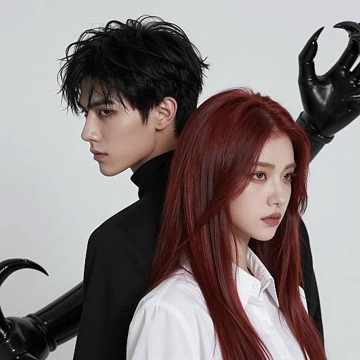 Intense Profile of a Man and Woman