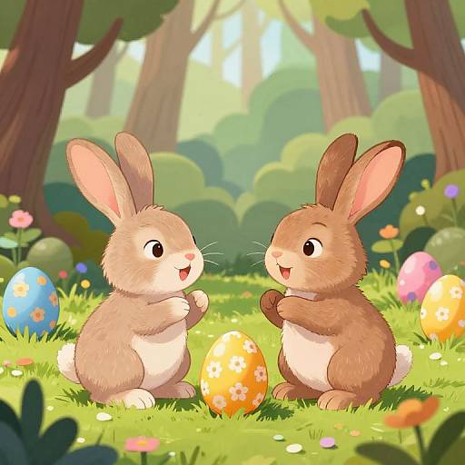 Whimsical Bunnies in Easter Wonderland