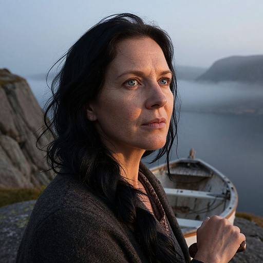 Photorealistic Slavic Woman at Fjord