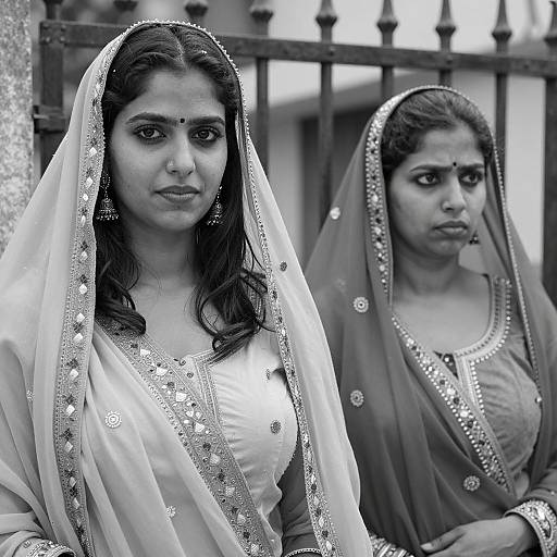 Dramatic Portrait of Indian Women in Veils