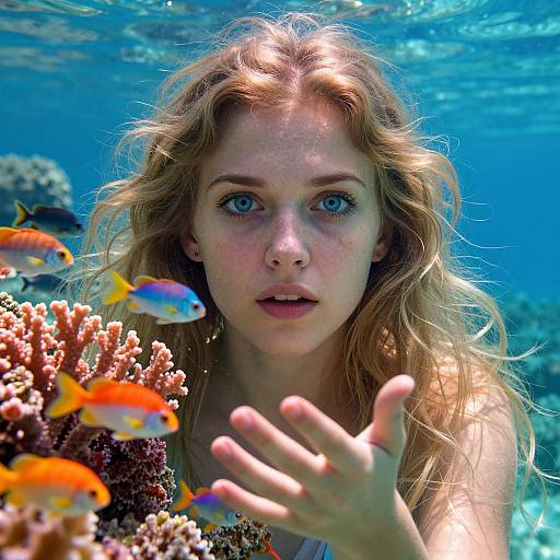 Double Exposure Portrait with Coral Reef