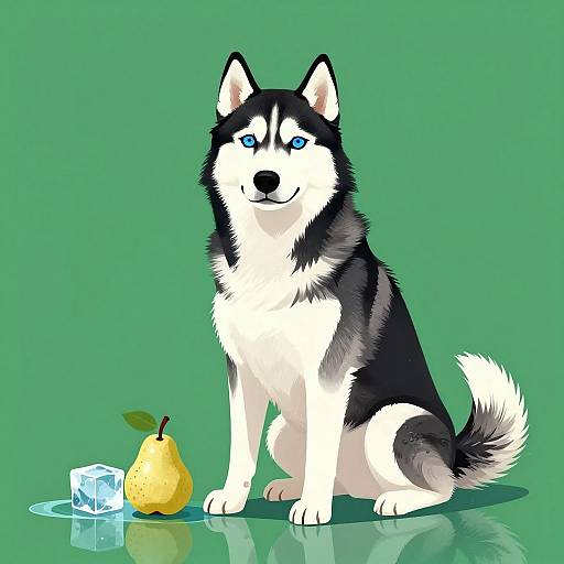 Siberian Husky on Reflective Surface