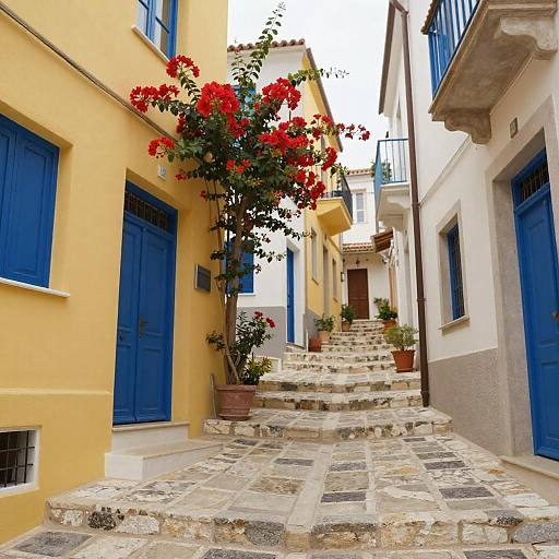 Charming Mediterranean Alleyway in Sunlight