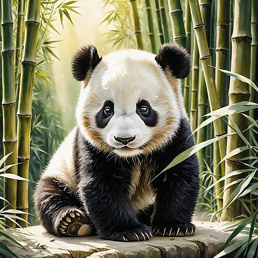 Majestic Baby Panda in Bamboo Grove