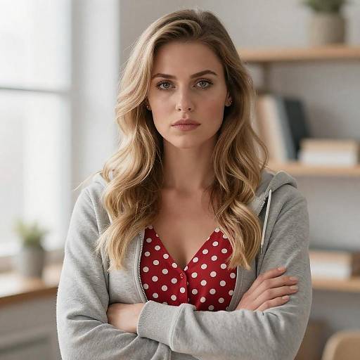 Serious Woman in Hoodie Portrait