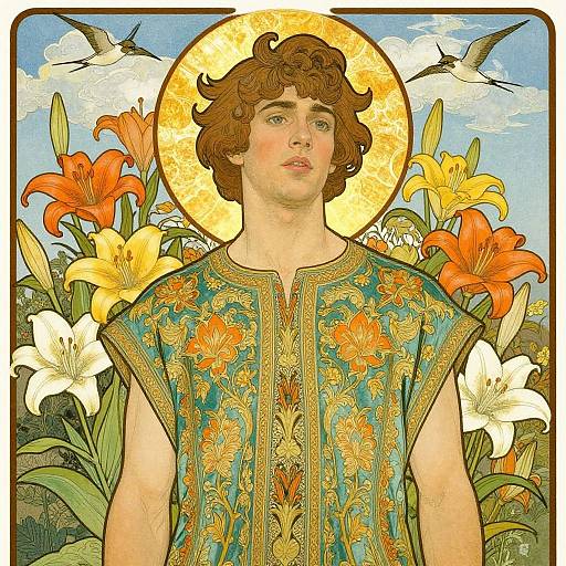Art Nouveau Radiant Young Man Illustration
