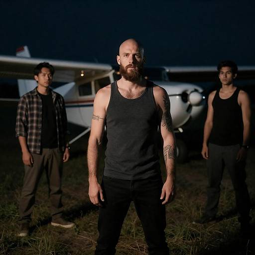 Mysterious Night Scene with Bald Man