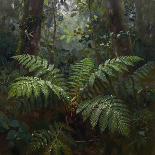 Whispering Pines Rainforest Oil Painting