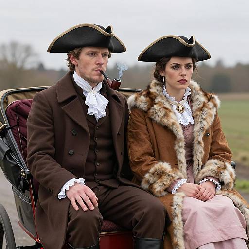 Carriage Scene with Elegant Couple