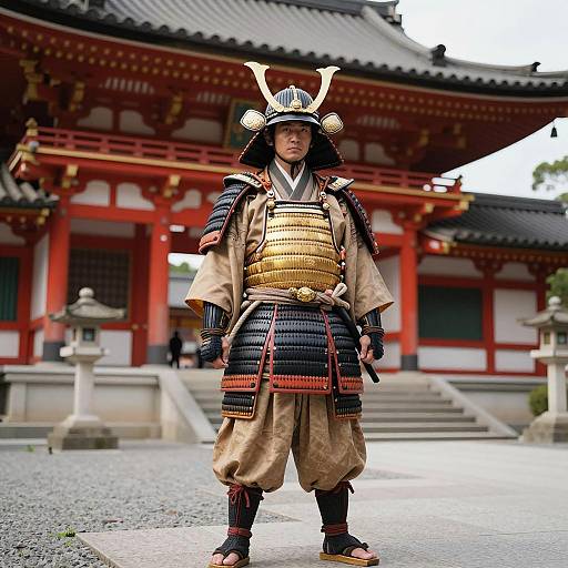 Realistic Samurai Oni Costume at Temple