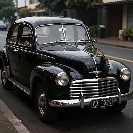 Vintage Black Classic Car Parked on Street