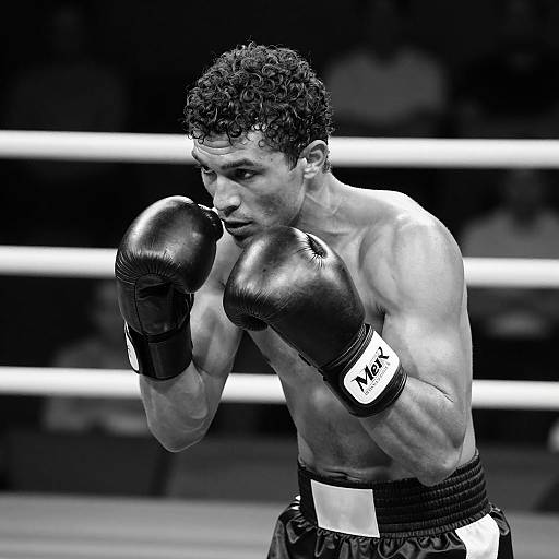 Muscular Boxer in Crouched Stance